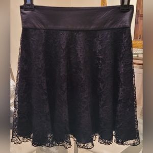 Alice and Olivia Shawnee Leather and Lace Skirt